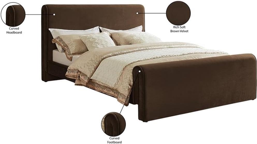 Meridian Furniture Sloan Brown Velvet Queen Bed