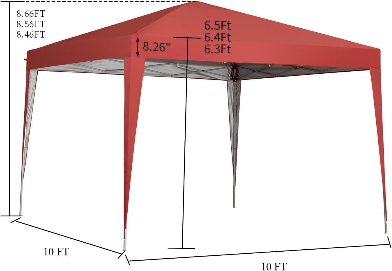 10' x 10' Red Steel Frame Pop-Up Canopy Tent