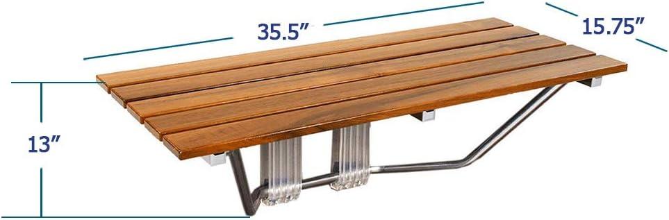 Teak Wood Folding Wall Mounted Shower Seat Bench