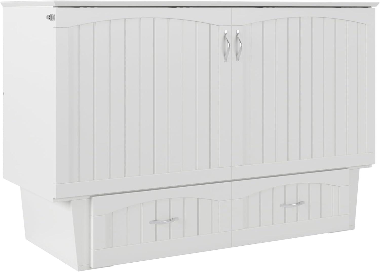 Queen Nantucket Murphy Bed Chest USB Turbo Charger White - AFI