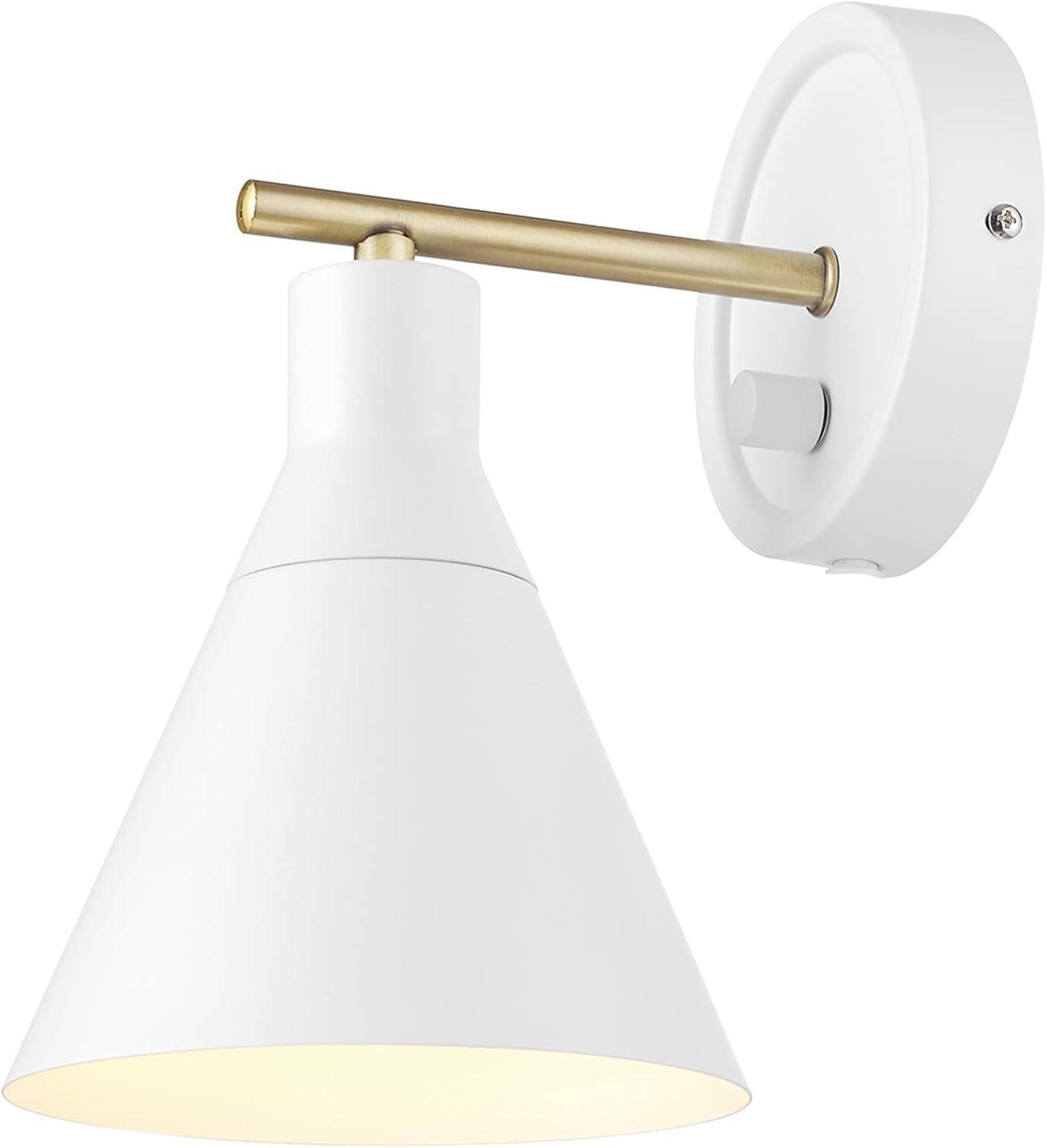 Matte White Brass Accent Dimmable Wall Sconce