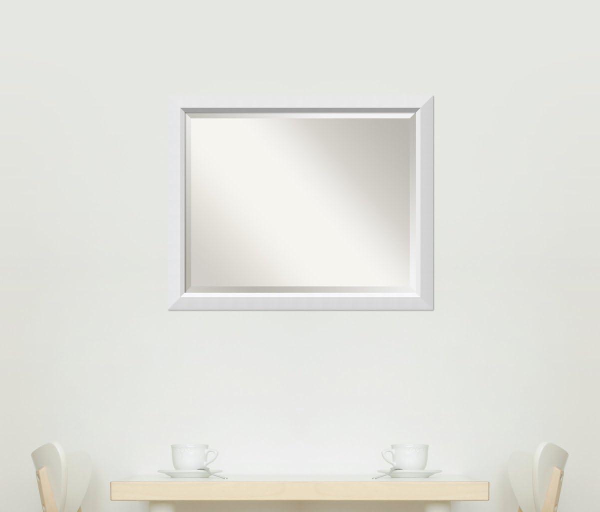 Amanti Art Blanco White Beveled Wood Wall Mirror 26.25 x 32.25 in.
