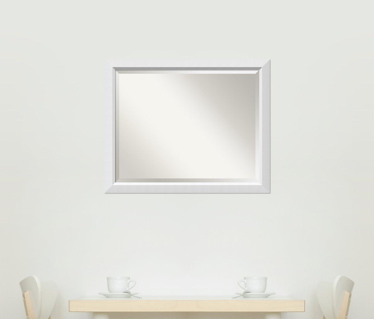 Blanco White Wood Full Length Rectangular Wall Mirror