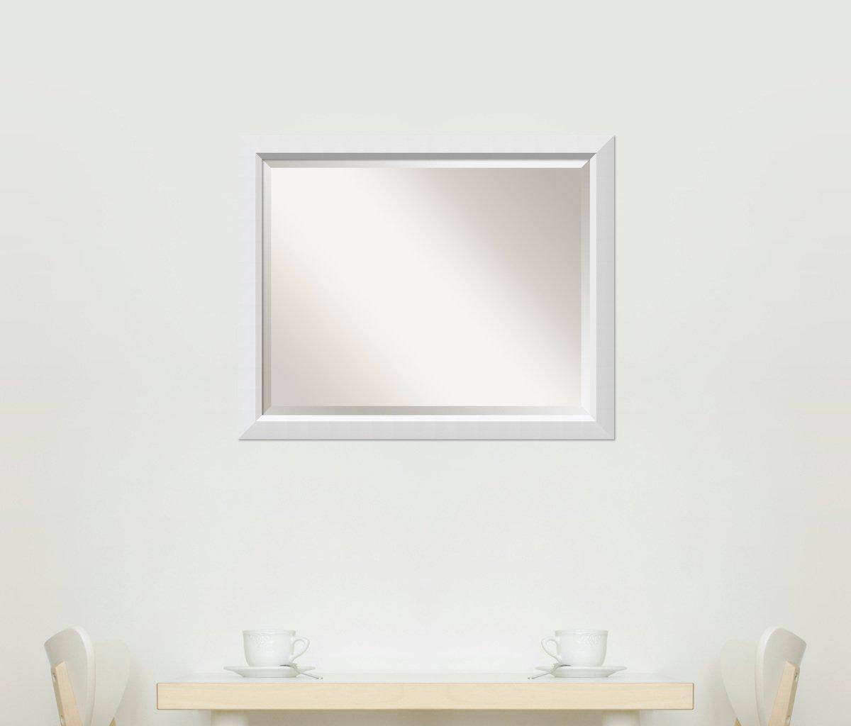 Amanti Art Blanco White Beveled Wood Wall Mirror 26.25 x 32.25 in.