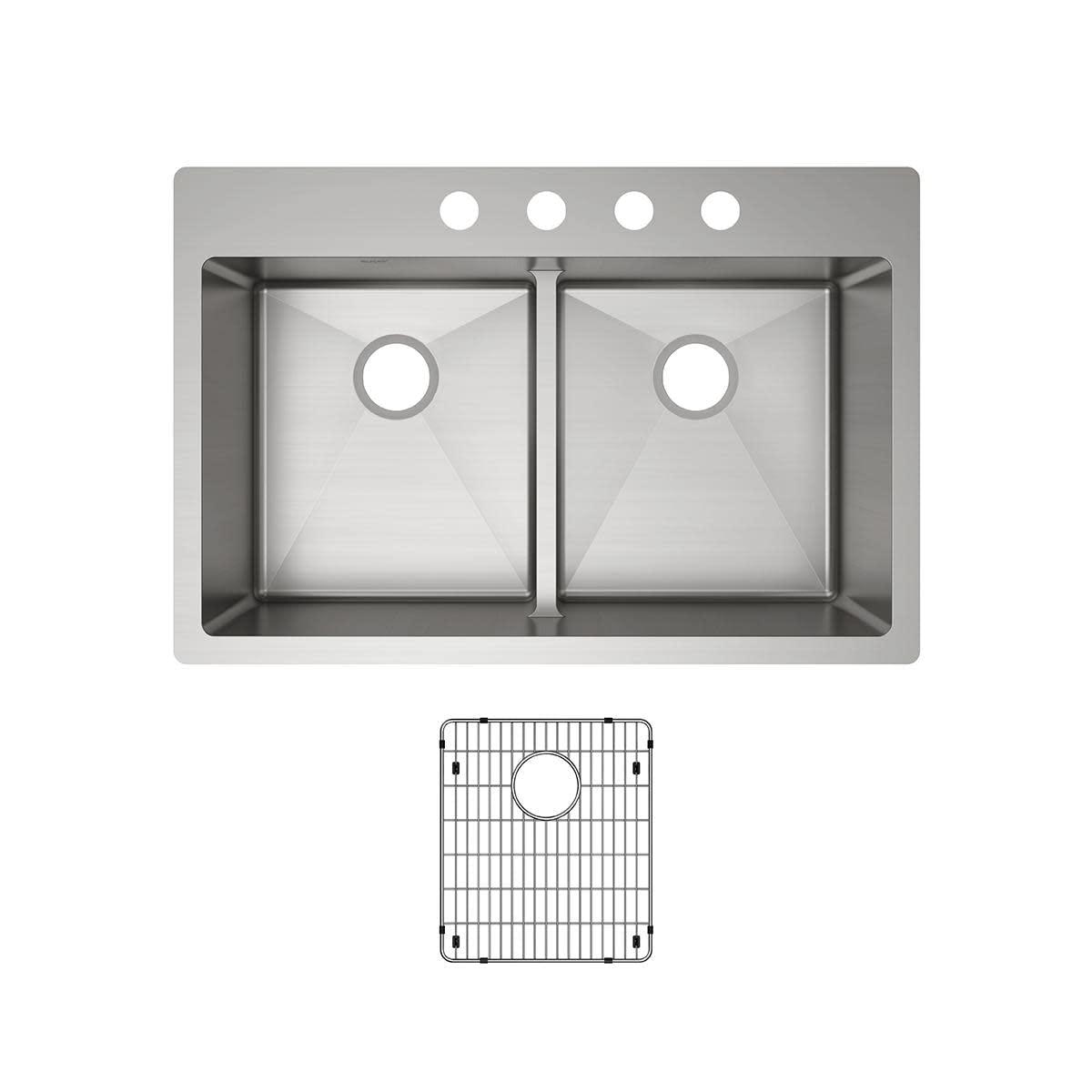 Crosstown Stainless Steel 33" L x 22" W Double Basin Dual Mount Kitchen Sink
