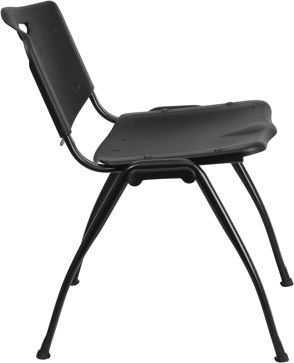 Black Powder-Coated Metal Stacking Office Chair