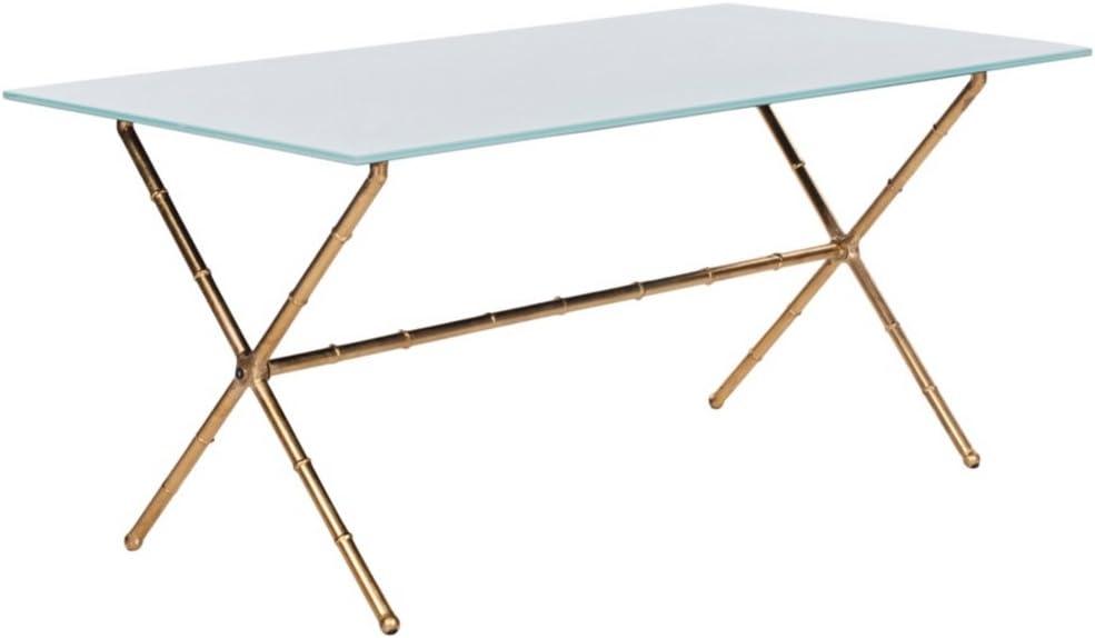 Brogen Coffee Table - Gold/White Glass - Safavieh
