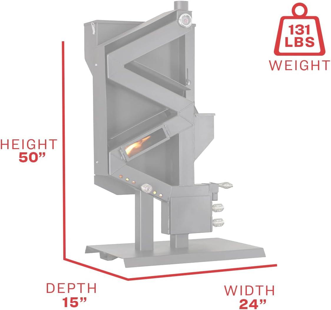 Wiseway Black Steel 2,000 Sq Ft Non-Electric Pellet Stove