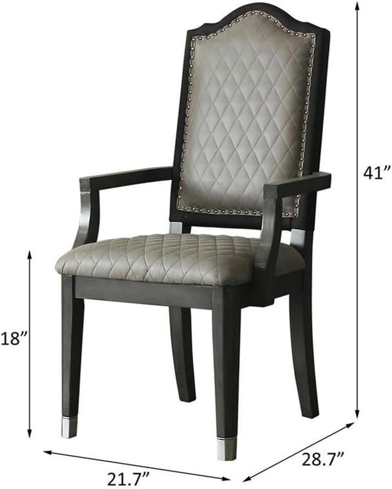 21.7" House Beatrice Two-Tone Accent Chair Gray Fabric/Charcoal Finish - Acme Furniture