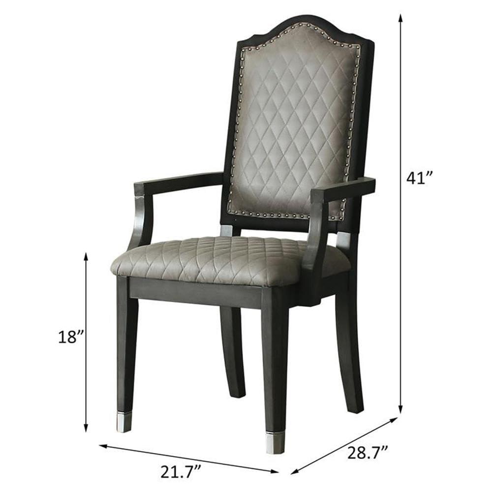 21.7" House Beatrice Two-Tone Accent Chair Gray Fabric/Charcoal Finish - Acme Furniture