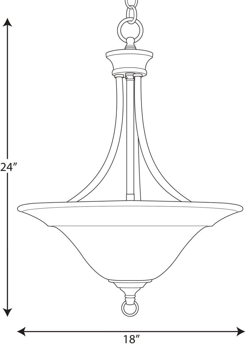 Progress Lighting Trinity Collection 3-Light Hall Foyer Fixture, Steel, Antique Bronze, Etched Glass Shade