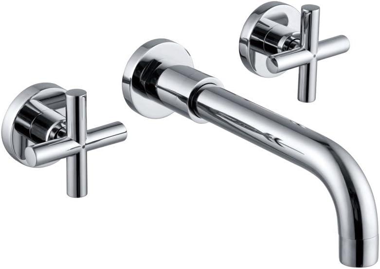 Chrome Wall Mounted 2-Handle Bathroom Faucet