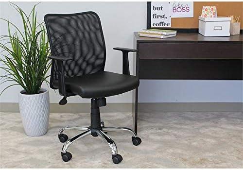 Fixed Arm Budget Mesh Task Chair Black - Boss Office Products: Chrome Base, Pneumatic Lift, Locking Tilt Control