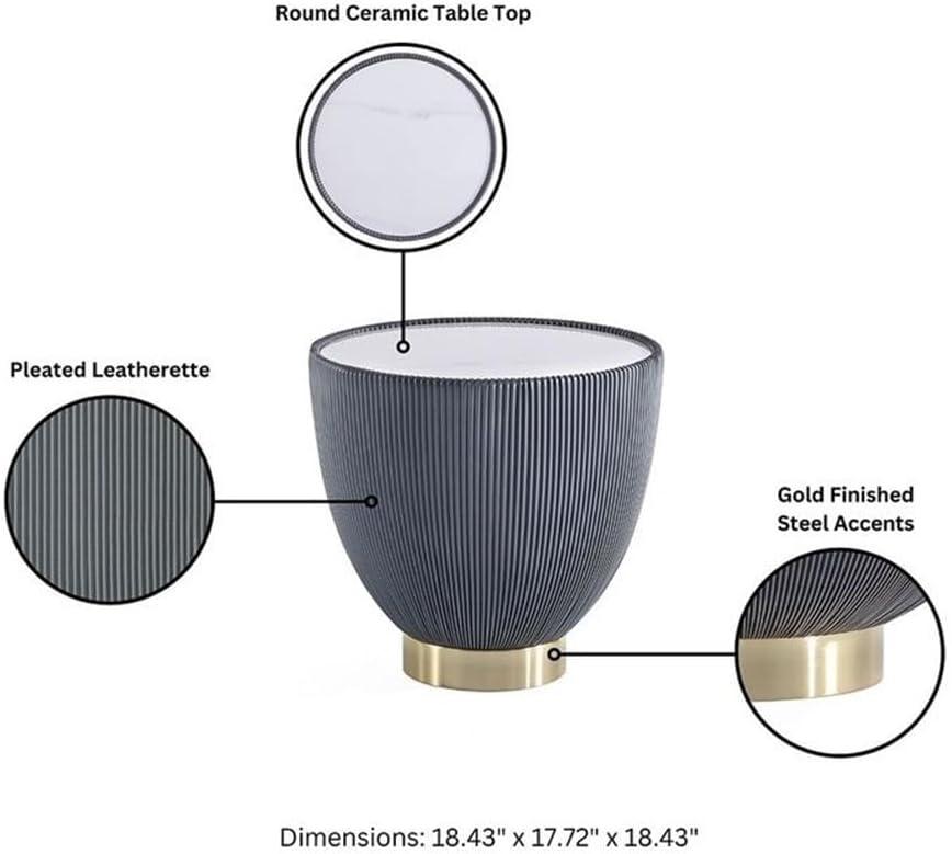 Manhattan Comfort 3pc Anderson Leatherette Upholstered Coffee Table and End Table Set Cream/Gray