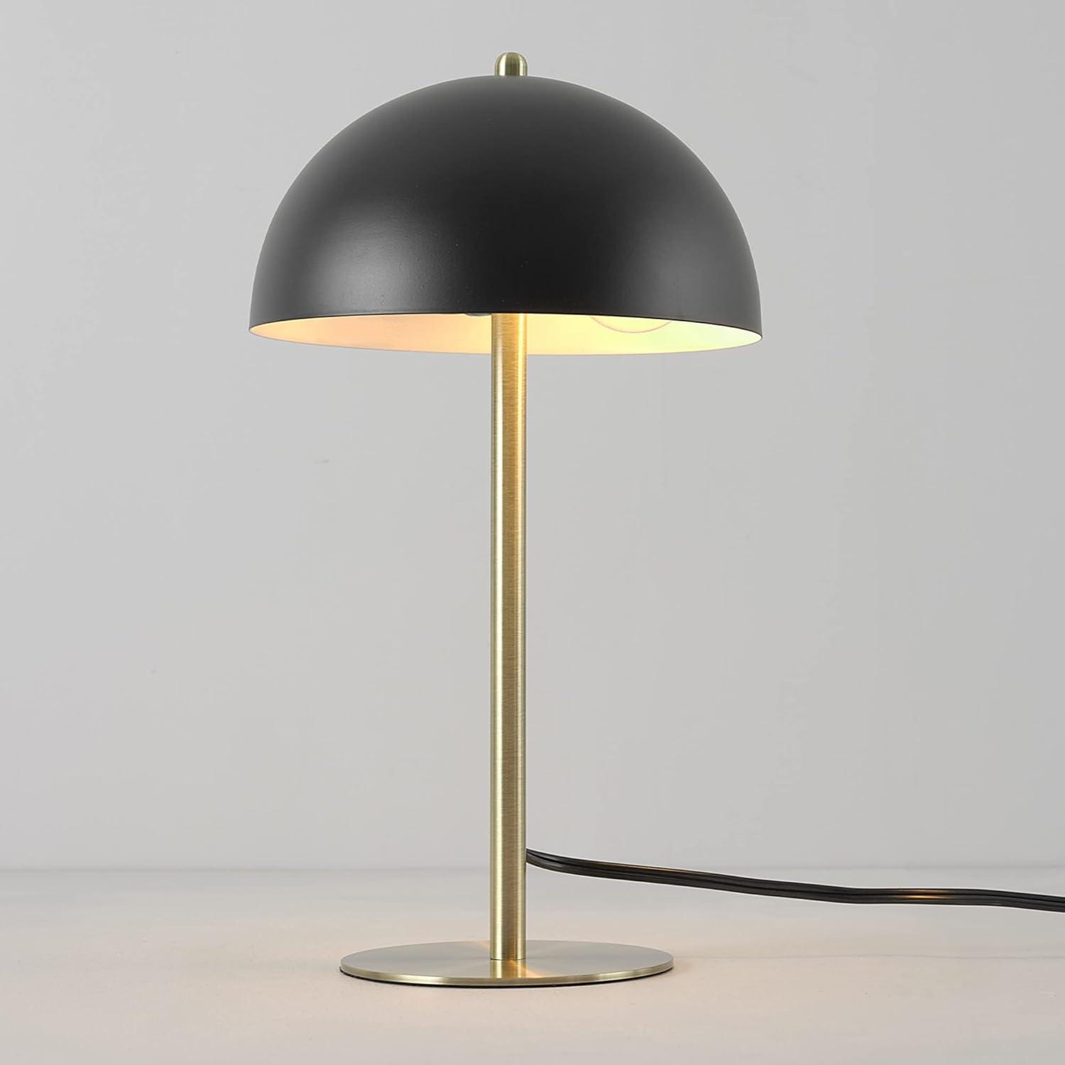 Luna 15" Matte Black Metal Desk Lamp with Mushroom Shade