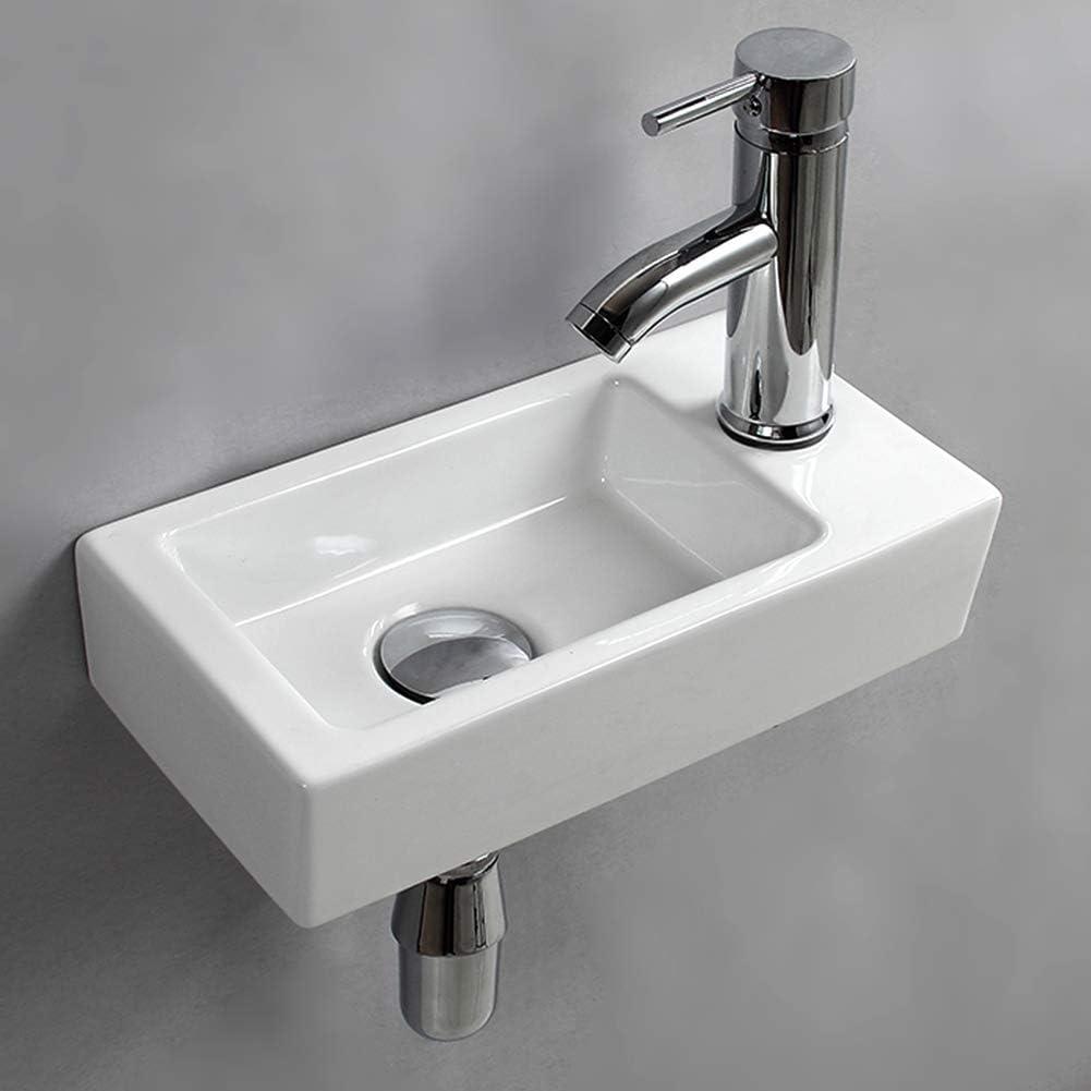 BTERAZ 7.3'' White Ceramic Rectangular Bathroom Sink