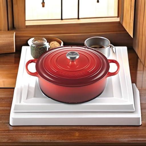 Cerise Enameled Cast Iron Round Dutch Oven, 6.75 qt