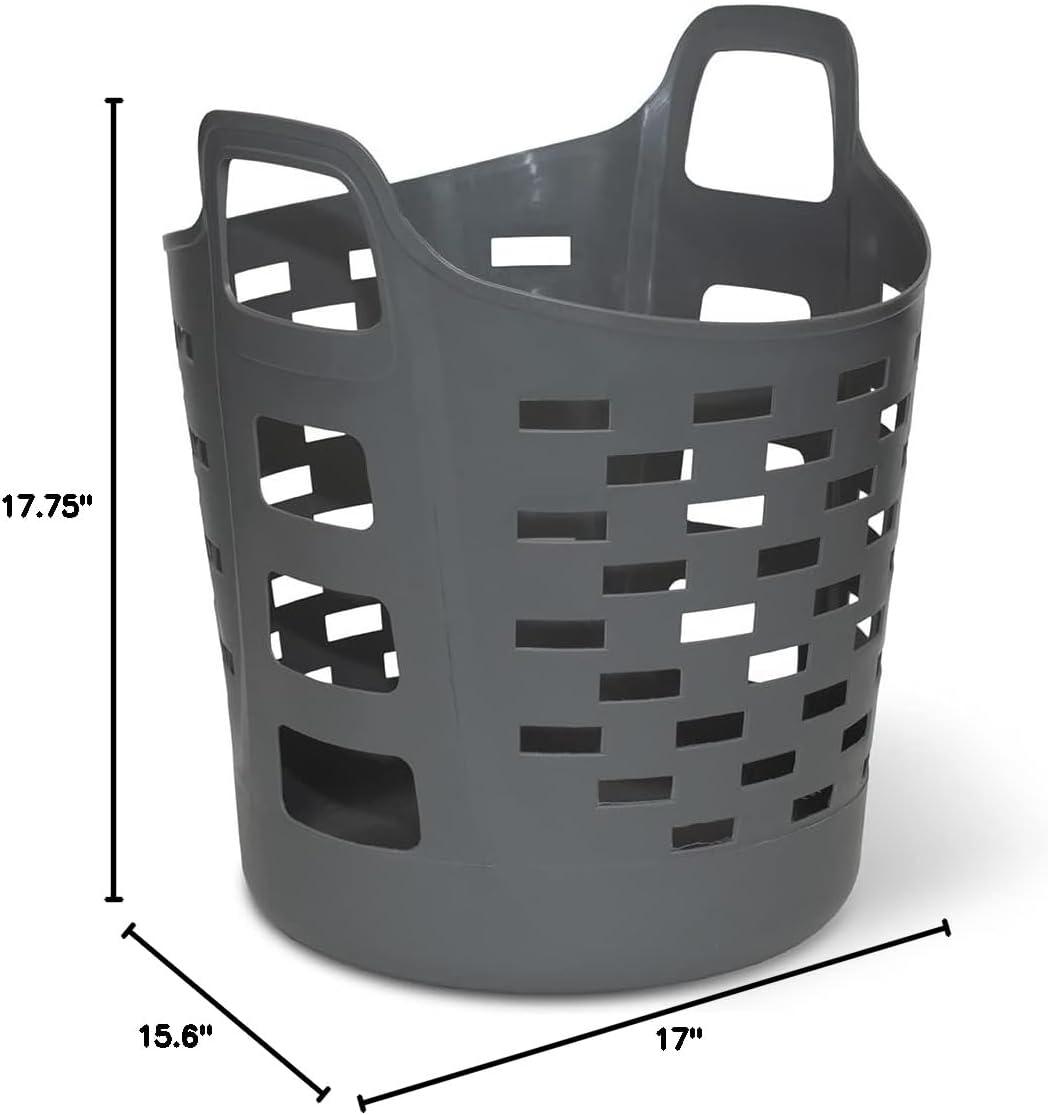 Grey Flexible Plastic Kids Laundry Hamper with Handles