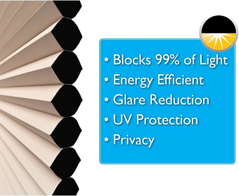 Redi Shade No Tools Easy Lift Trim-at-Home Cordless Cellular Blackout Fabric Shade Natural, 60 in x 64 in, (Fits windows 43 in - 60 in)