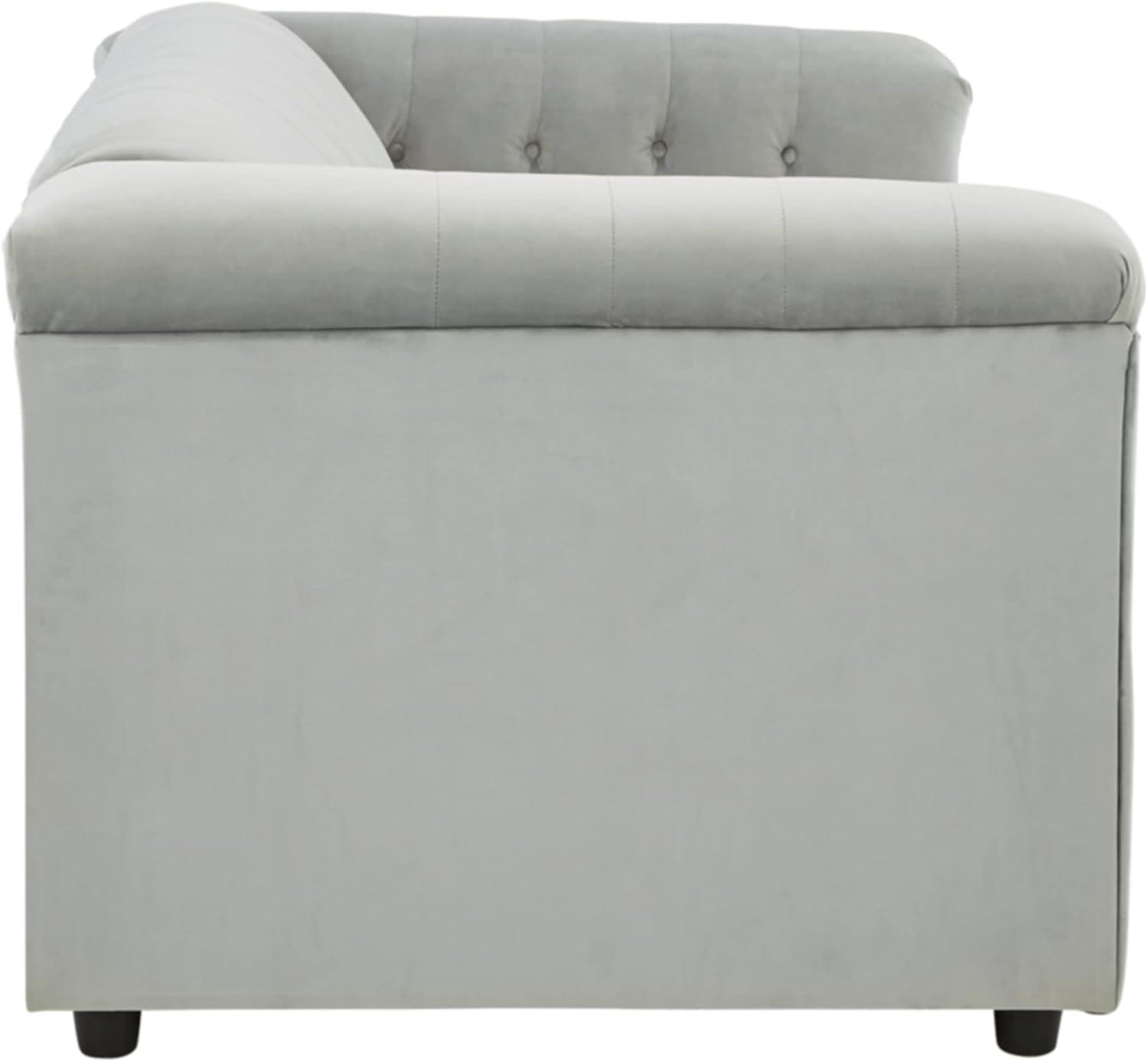 Ashley Furniture Josanna Modern Velvet & Wood Loveseat in Light Gray