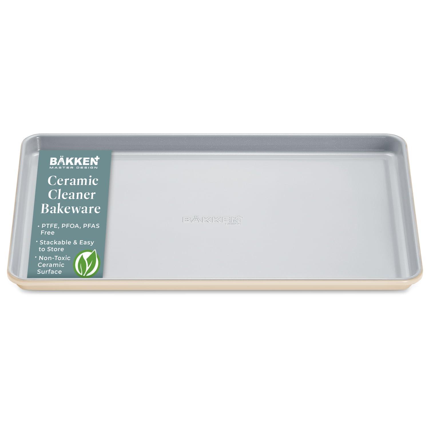 Premium Non-Stick Ceramic Baking Sheet Pan - Aluminized Steel with Ceramic Non-Stick Coating, PFOA & PFAS Free - Non-Toxic, Perfect for Baking, Roasting, and More - Medium Size (15.5" x 10") – Cream