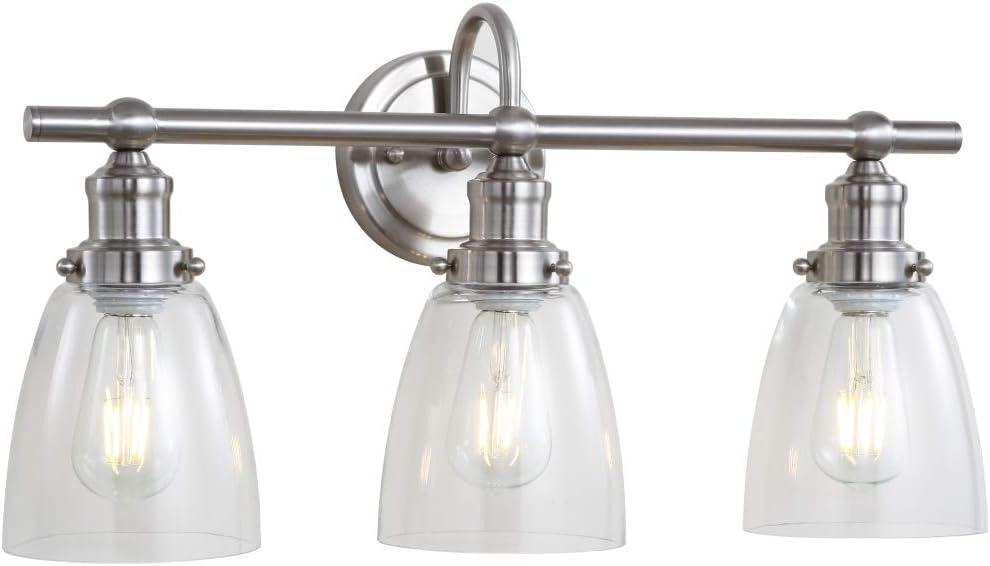 Dunes 3-Light Nickel and Clear Glass Bathroom Sconce