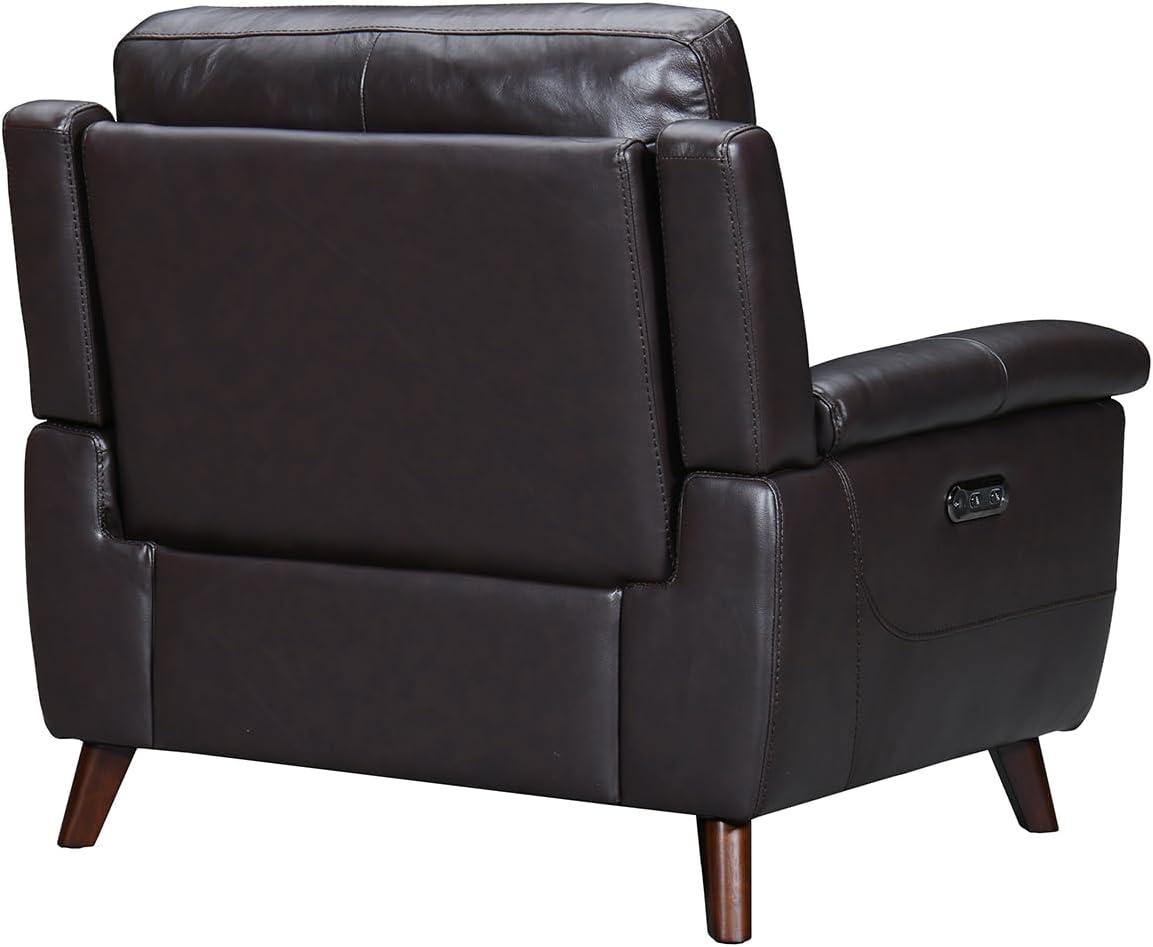 Armen Living Lizette 40" Leather Power Recliner with USB in Brown