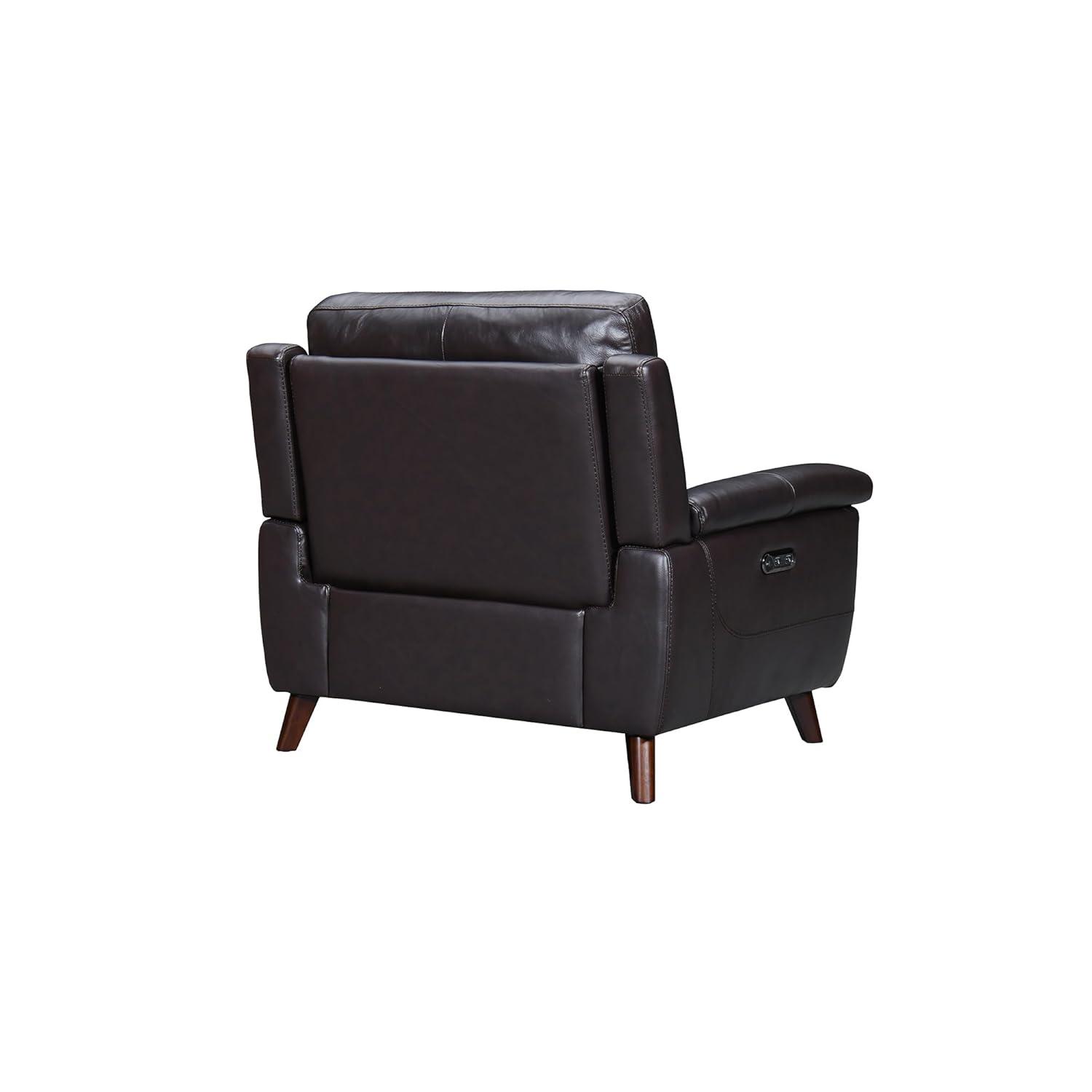 Armen Living Lizette 40" Leather Power Recliner with USB in Brown