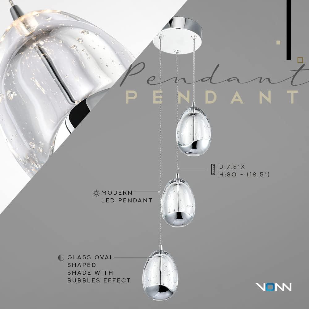 Artisan Deco 7.5" Polished Chrome Globe LED Pendant Light