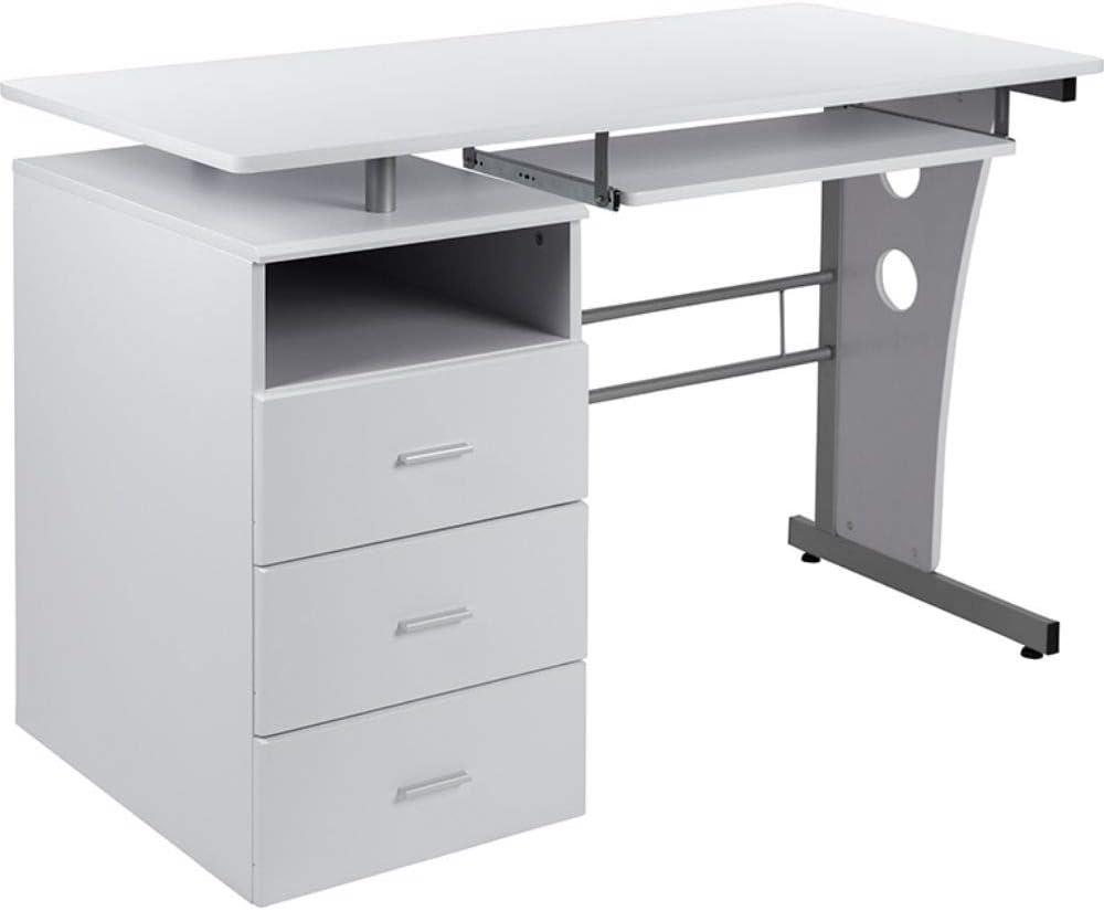 Flash Furniture Computer Desk with Three Drawer Single Pedestal and Pull-Out Keyboard Tray