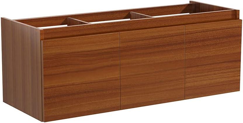 Teak 59" Wall-Mount Single Sink Modern Vanity Base