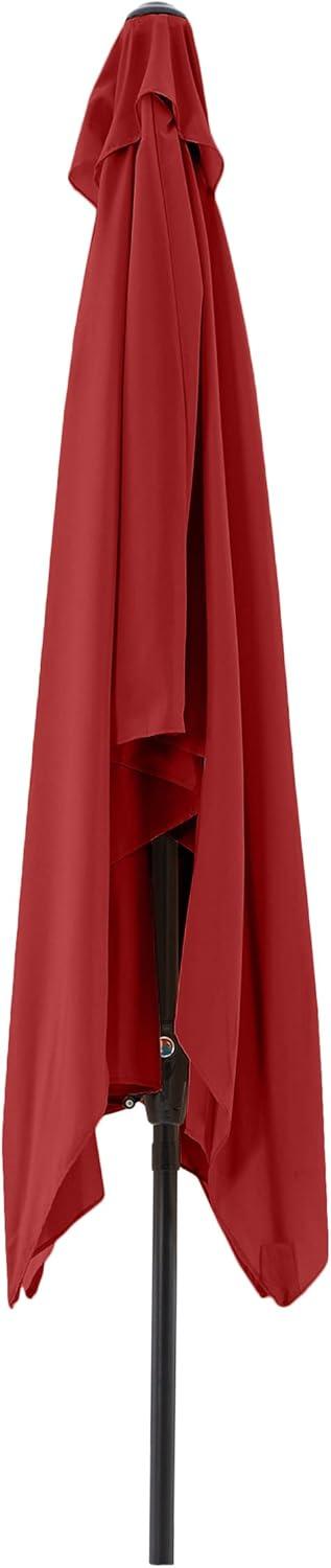 Rectangular Patio Umbrella - 10 Ft Easy Crank Sun Shade with Push Button Tilt for Outdoor Furniture, Deck, Backyard, or Pool by Pure Garden (Red)