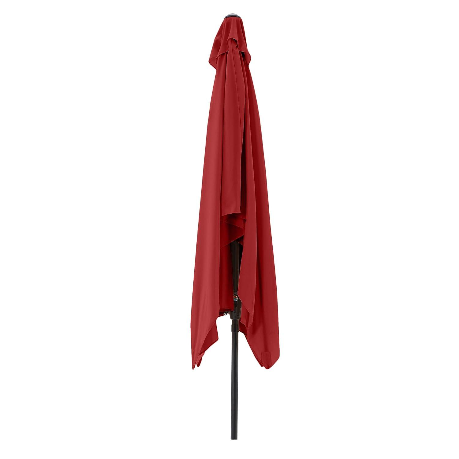 Rectangular Patio Umbrella - 10 Ft Easy Crank Sun Shade with Push Button Tilt for Outdoor Furniture, Deck, Backyard, or Pool by Pure Garden (Red)