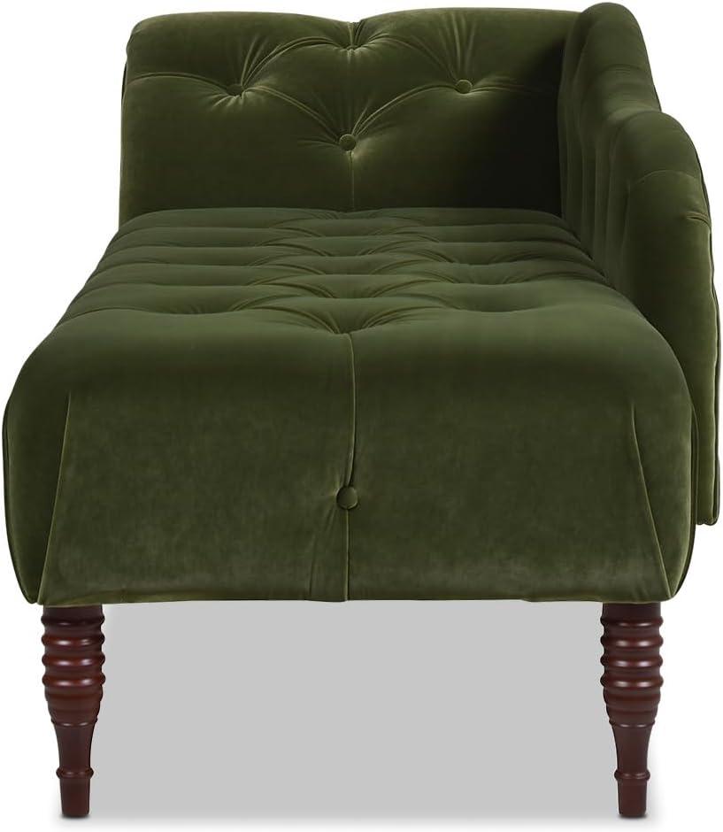 Jennifer Taylor Home Samuel Tufted Roll Arm Chaise Lounge Olive Green Velvet