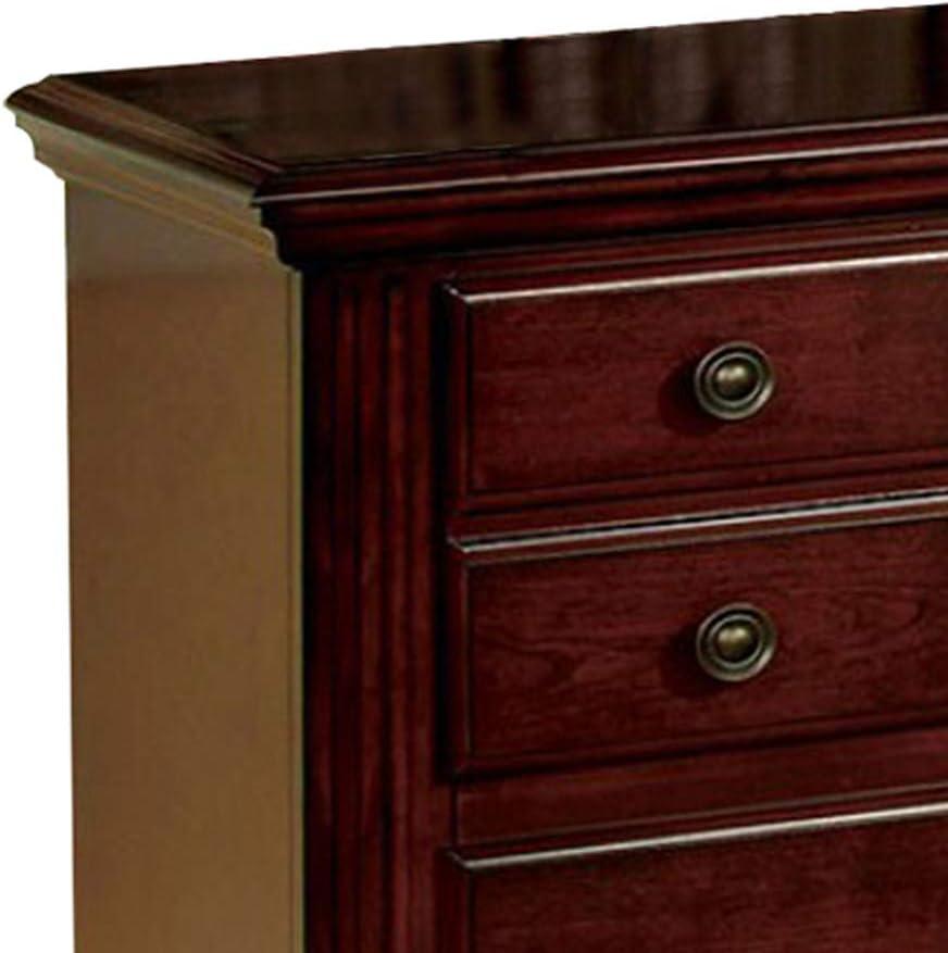 Elegant Cherry Finish 2-Drawer Traditional Nightstand with Antique Gold Knobs