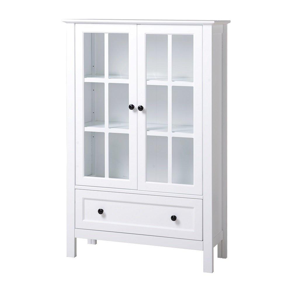 Signature Design by Ashley Miranda Farmhouse Adjustable Accent Cabinet or Wardrobe with Glass Doors, White