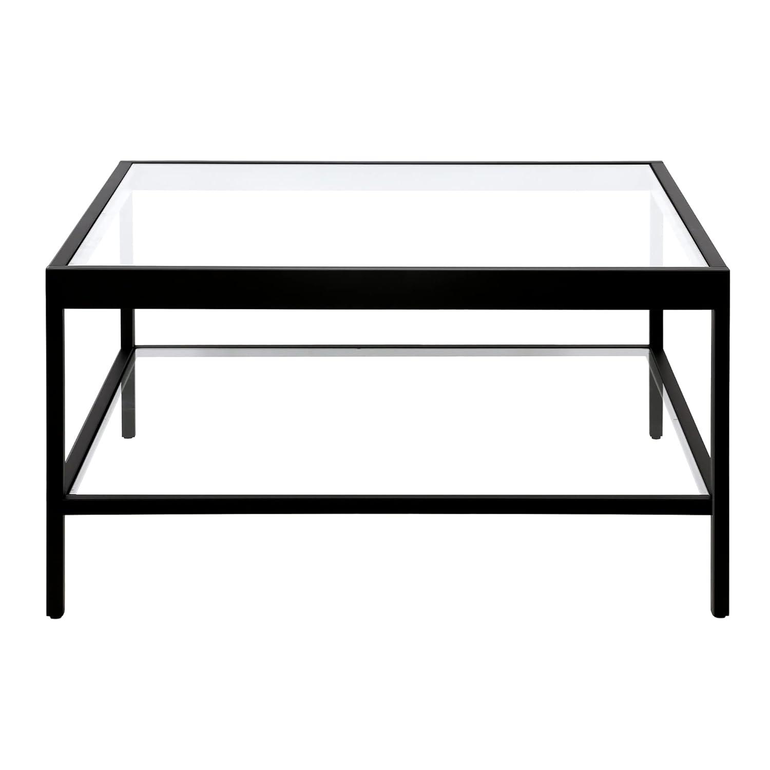 Evelyn&Zoe Alexis 32" Wide Square Coffee Table, Blackened Bronze