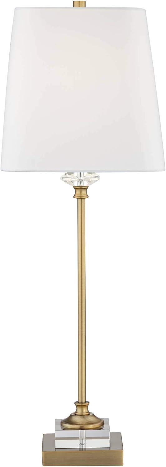 Regency Hill Julia Traditional Buffet Table Lamp 29 1/2" Tall Gold Crystal White Fabric Tapered Square Shade for Living Room Dining House Entryway