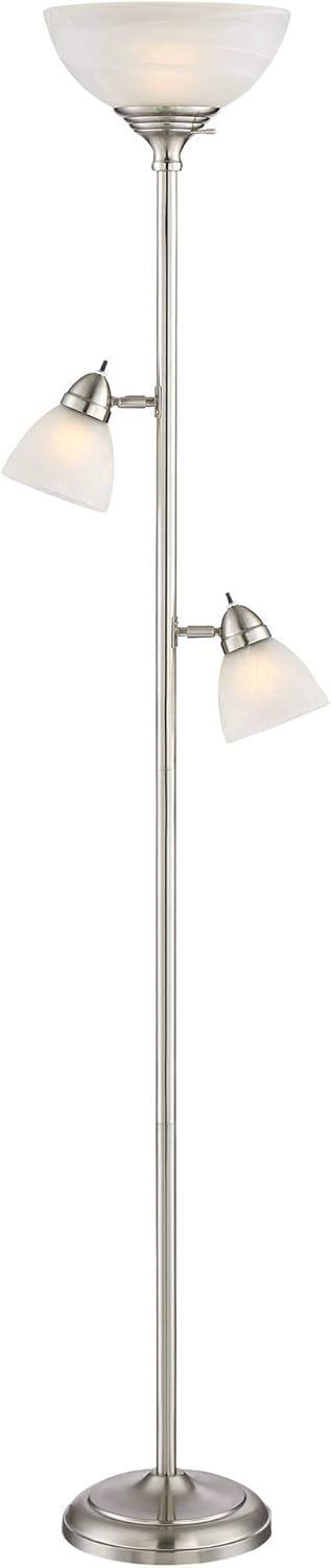 360 Lighting Ellery Modern Torchiere Floor Lamp with Side Lights 72" Tall Brushed Nickel Frosted White Glass Shade for Living Room Reading Bedroom