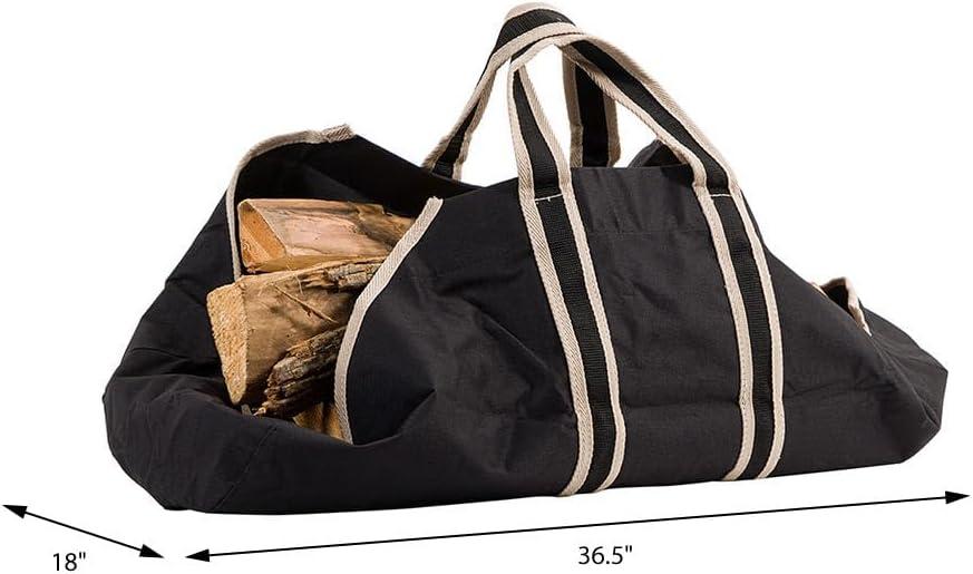 Modern Ember Modern Ember Black Log Carrier Bag - Lightweight Waxed Canvas with Nylon Webbing Handles