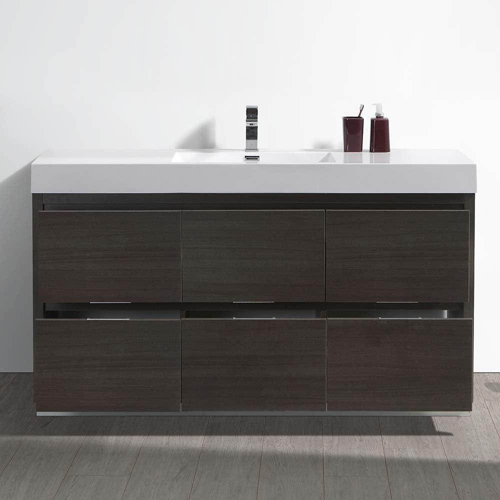 Valencia 60" Freestanding Single Modern Bathroom Vanity with Ingegrated Sink - Faucet Not Included