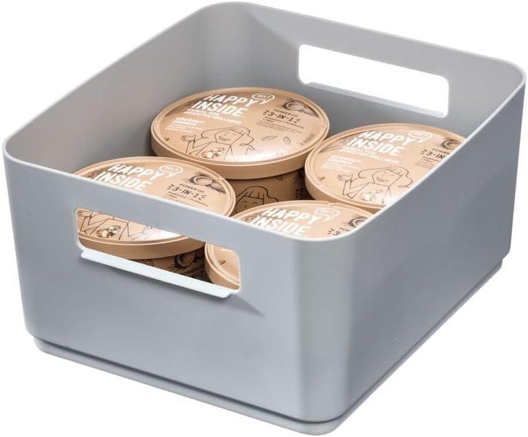 iDesign iDesign Plastic Pantry Storage Bin with Handles for Kitchen Organization - Set of 2 - Gray