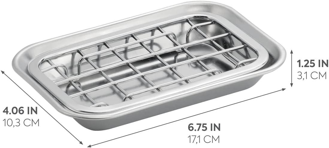 Gia Bar Soap Dish for Bathroom Vanities, Kitchen Sink - 2 Piece, Polished