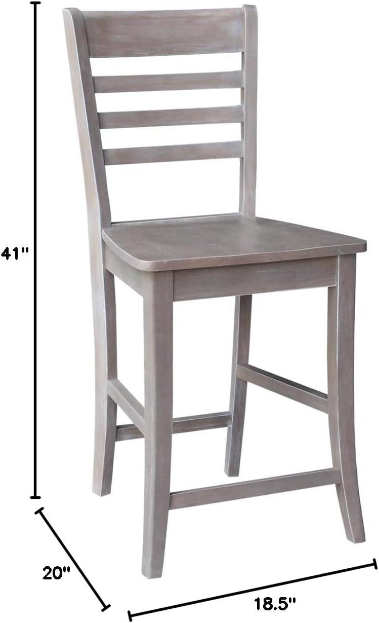 24" Roma Counter Height Barstool Washed Gray Taupe - International Concepts: Solid Wood, Ladder-Back