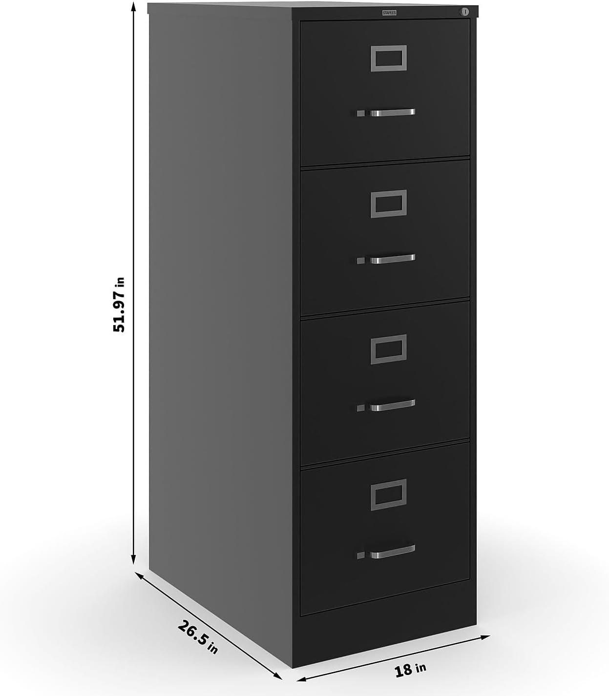 Black Metal 4-Drawer Lockable Vertical Filing Cabinet