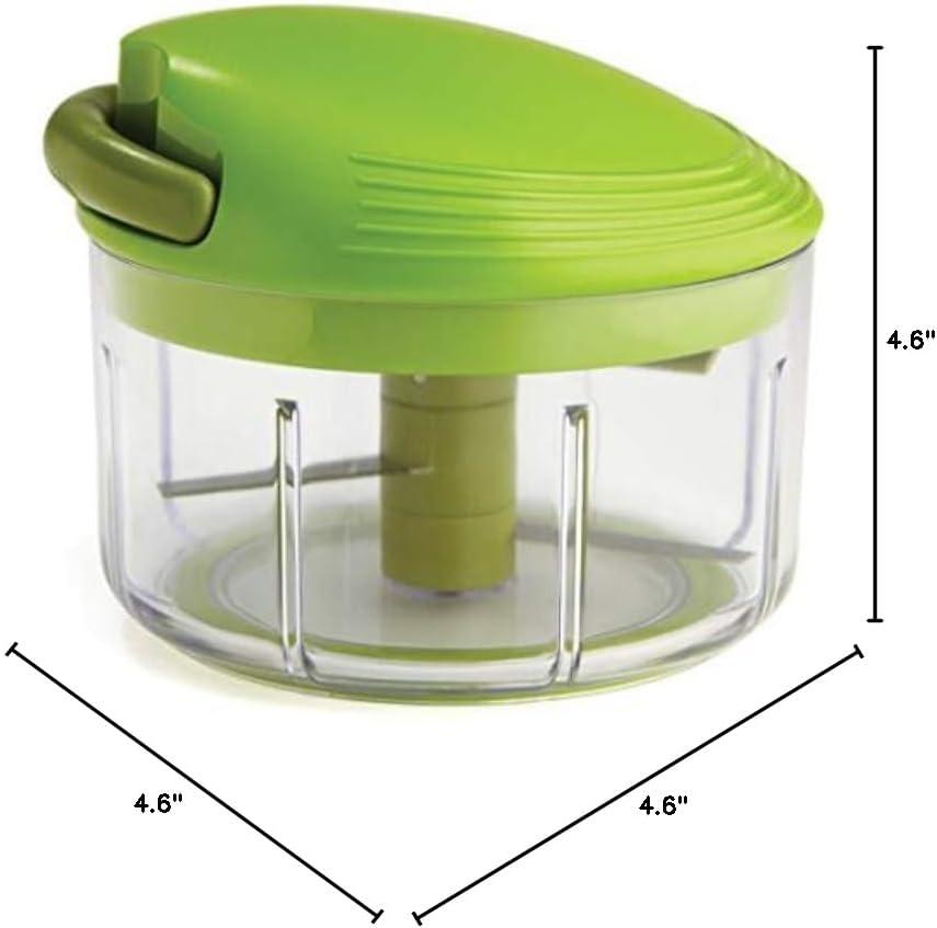 Green Manual Pull Cord Food Chopper with Stainless Steel Blades