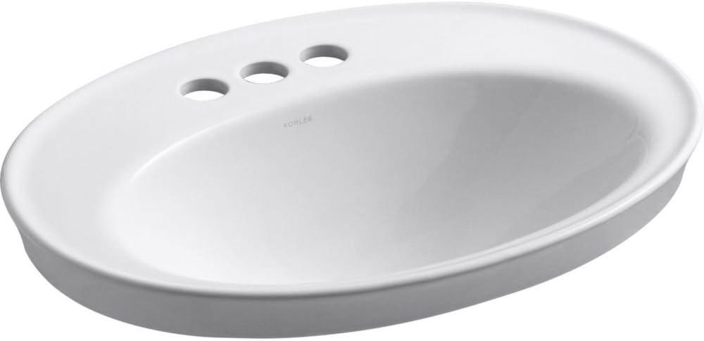 Serif® Ceramic Oval Drop-In Bathroom Sink with Overflow