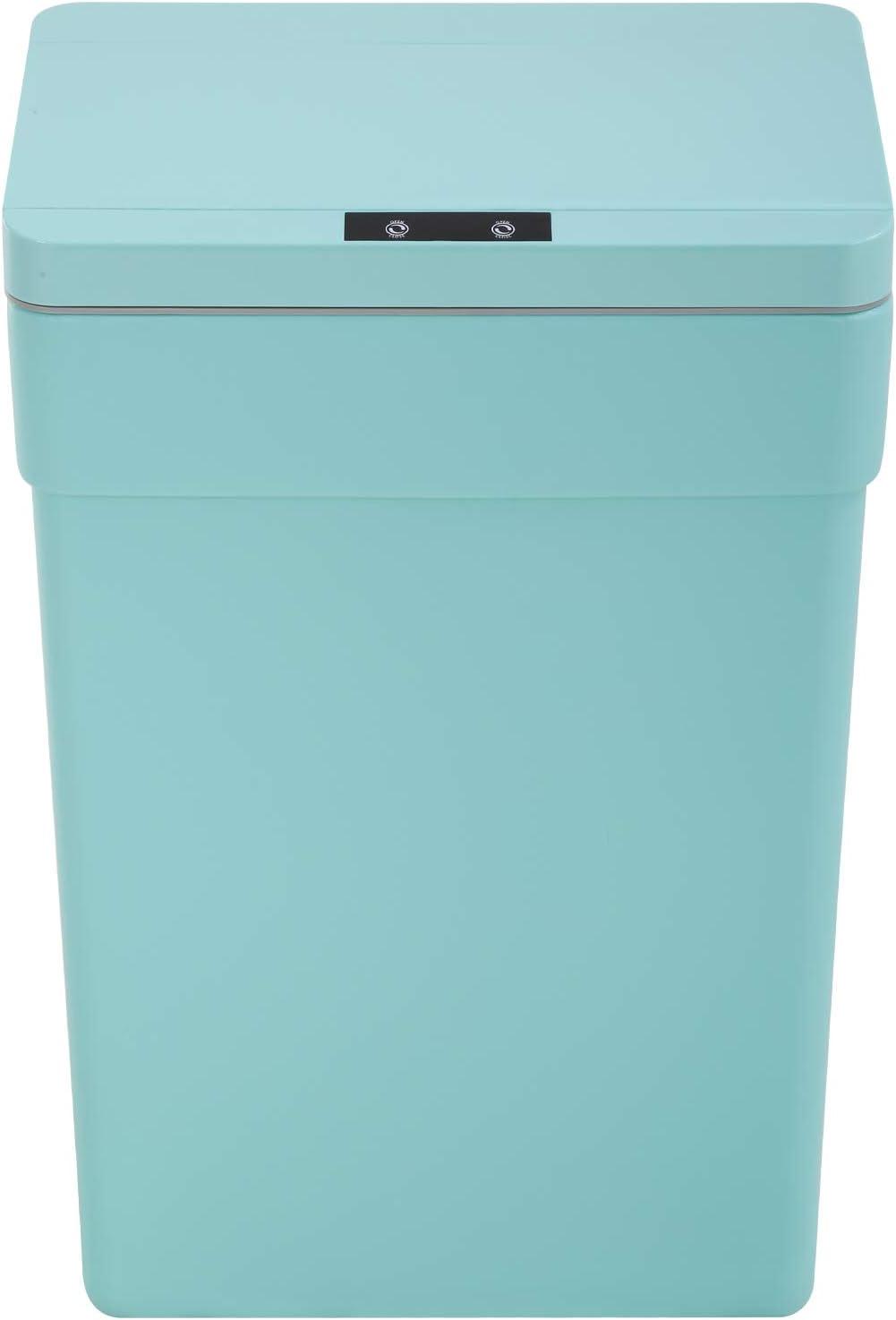 CL.HPAHKL 13 Gallon Touch Free Automatic Trash Can with Lid, Plastic Motion Sensor Kitchen Garbage Can, Touchless Trashcan Trash Bin for Bathroom, Office, Home, Blue