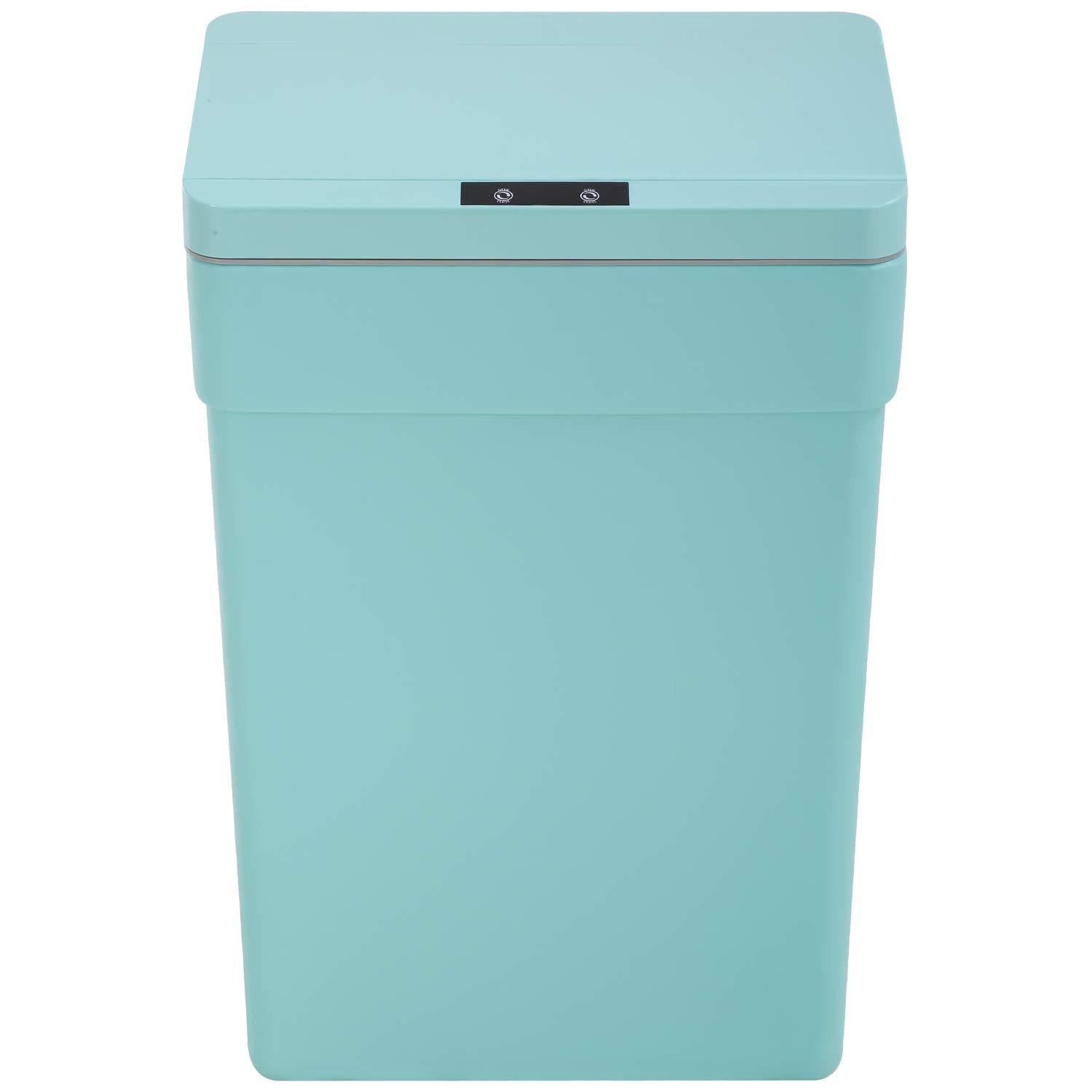 BestOffice 13 gallon Automatic Plastic Trash Can with Lid, Touch Free with Motion Sensor for Indoor Use(Blue)