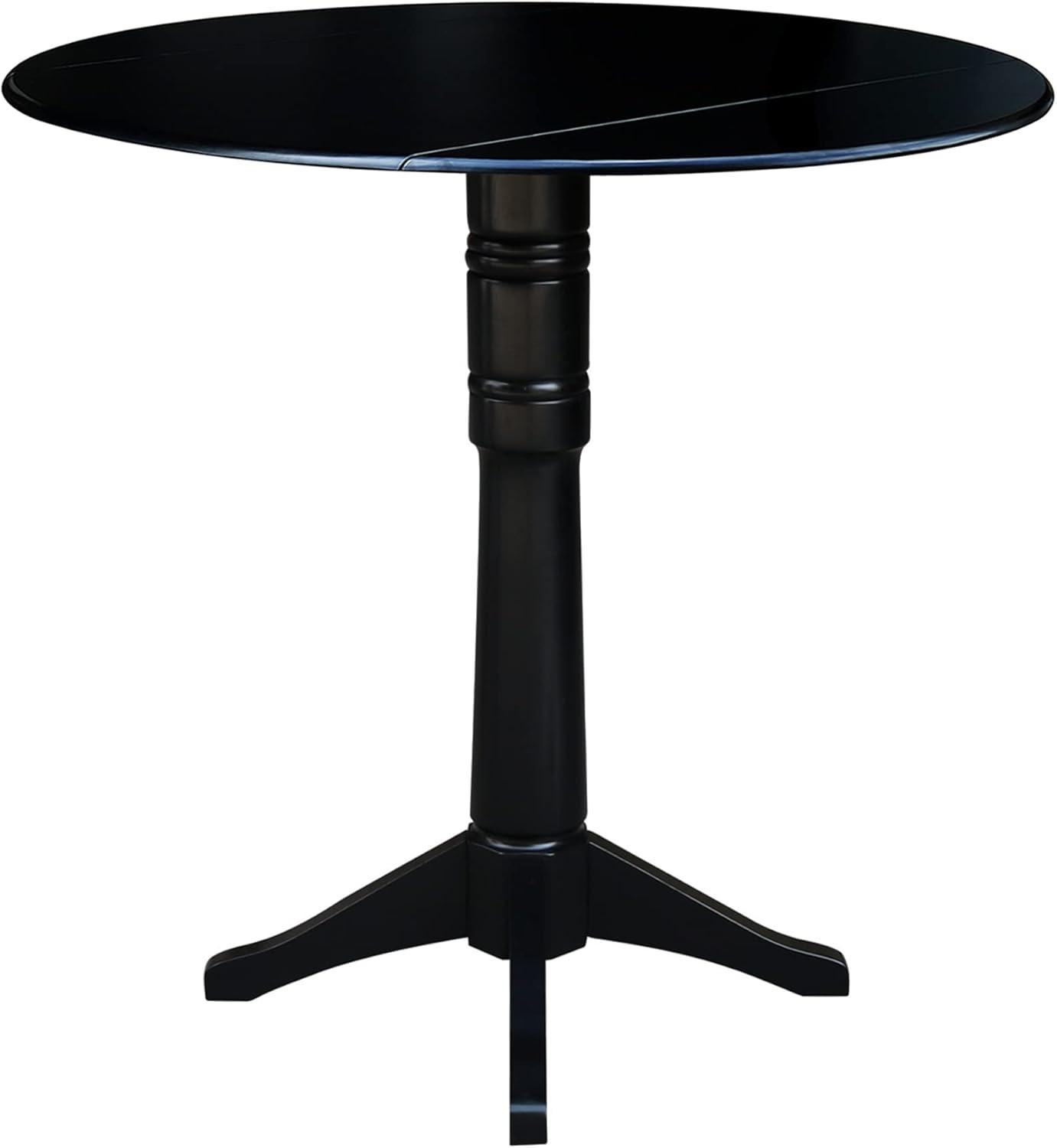 42.3" Sandon Bar Height Round Dual Drop Leaf Dining Table Black - International Concepts